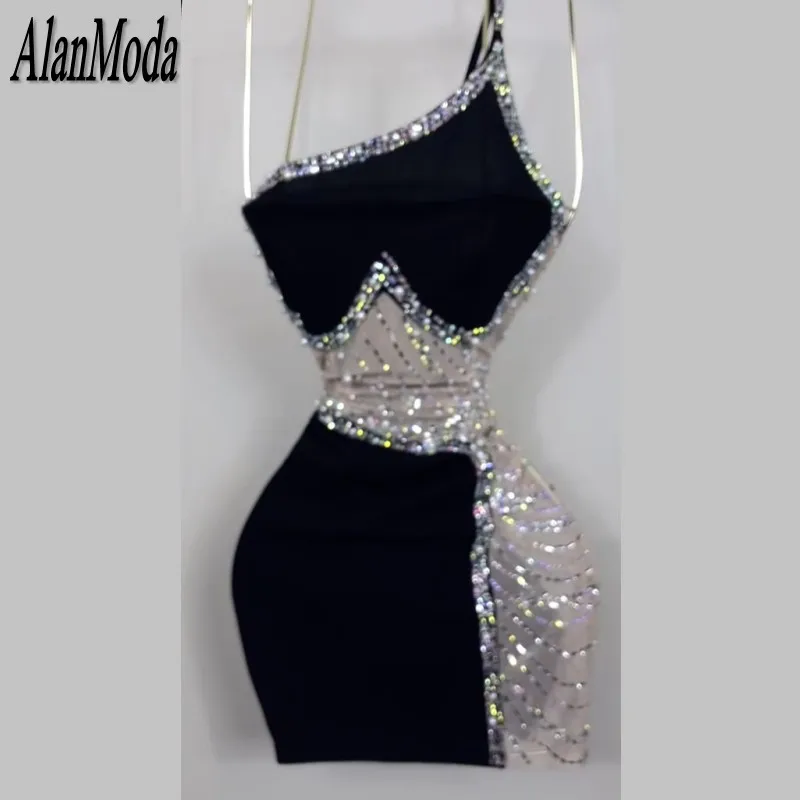 Little Black Dress For Women Beading Birthday Dresses 2024 Customized Luxury Short Prom Gowns Mini Cocktail Party Wear