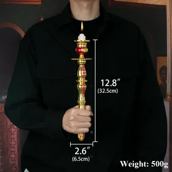 HTISOK Religious Handhold Candle Holder Church Decor Single Candlestick Orthodox Church Supplies Religious Rituals Accessory