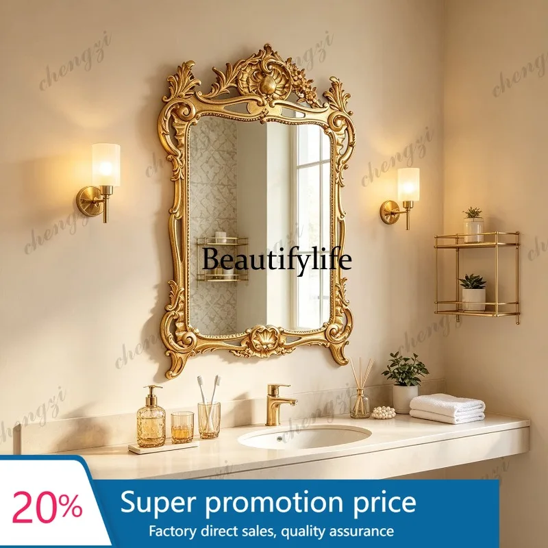 f178 French retro bathroom mirror dressing mirror bedroom American living room entrance decorative mirror