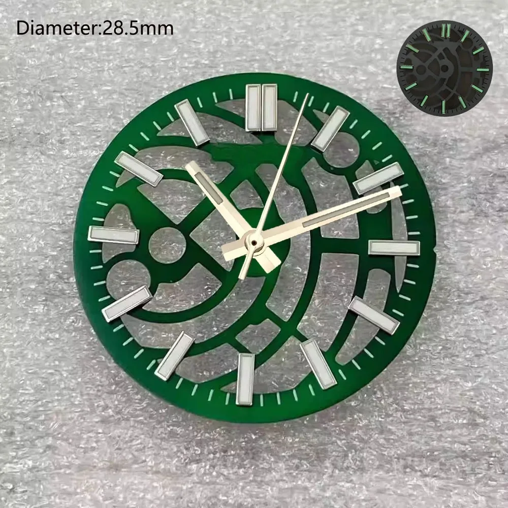 28.5mm  nh70nh71 Dial S Logo Dial Ice Blue Rose Gold Black Open Heart Dial for nh70nh71nh72 Movement Skeleton Movement WatchMods