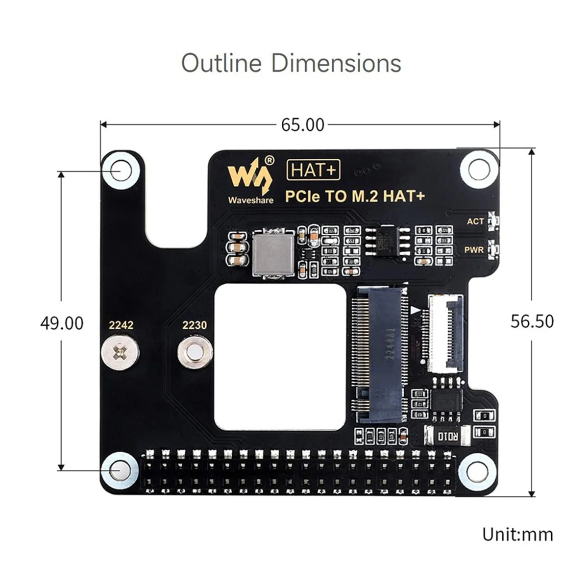 Scheda di espansione IYBBW-Waveshare per Raspberry Pi 5 PCIe a M.2 HAT NVME