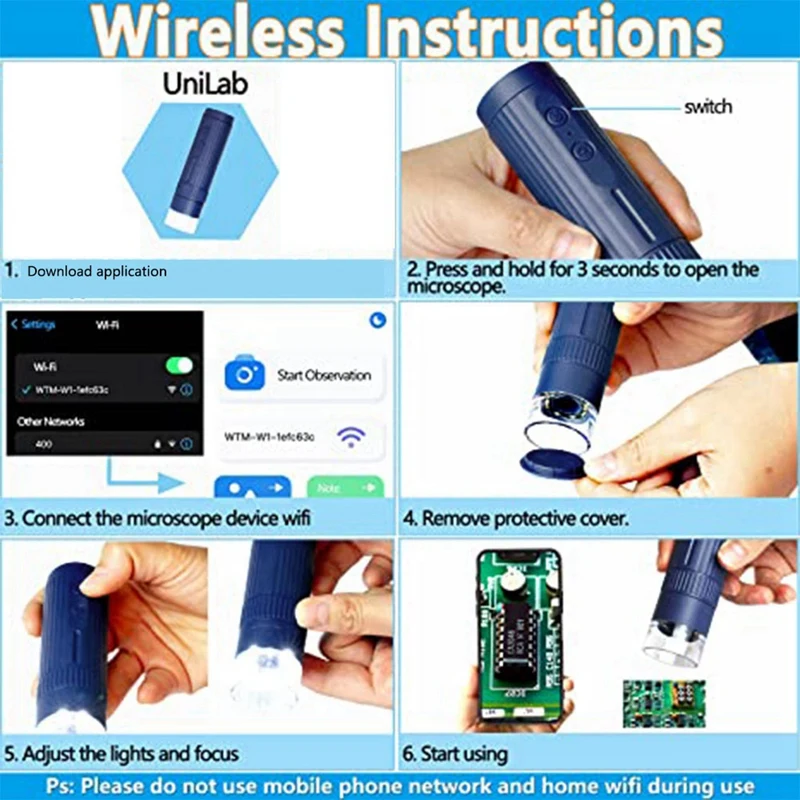 1 Piece Digital Microscope 50X-1000X Magnifying Coin Microscope Wireless HD Microscope Camera