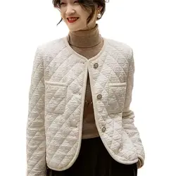 Chaqueta de plumón de algodón para mujer, abrigo informal de manga larga, ligero, fácil de usar, para otoño e invierno, novedad de 2023