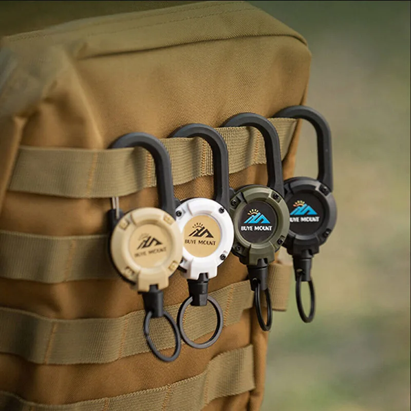 Outdoor Wire Rope Keychain Easy-to-pull Buckle Anti-lost Outdoor Mountaineering Lanyard Tactical Rebound Stretch