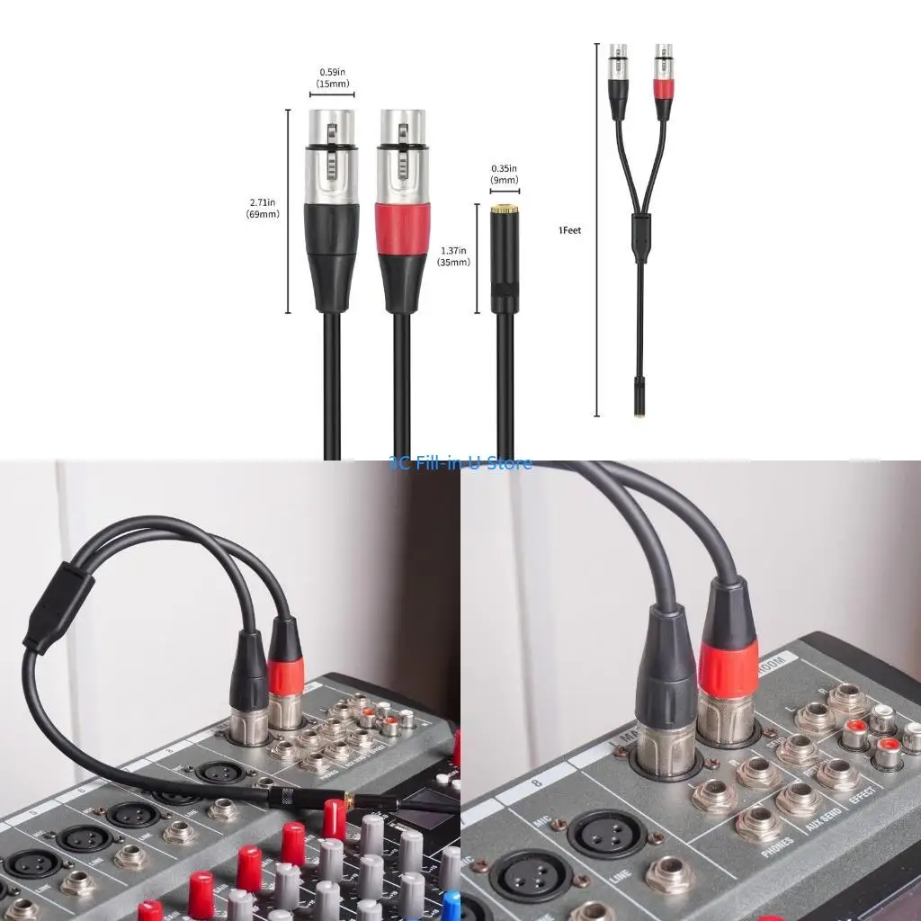 G8TA 3.5mm Stereo Female to Double Female Cable Adapter,Gold Plate Connectors,Balanced Double to 1/8 Adapter