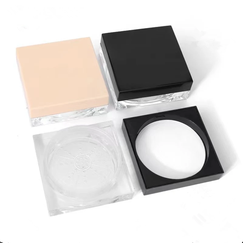 50Pcs 10g Sponge Box Empty Sieve Loose Sponge Pot Square Box Cosmetic Travel Makeup Jar Sifter Container