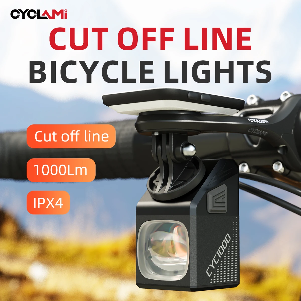 CYCLAMI Bike Light Wireless Remote Cycling Light 1000 Lumen Waterproof Hanging Bicycle Headlight High Bright Flashlight