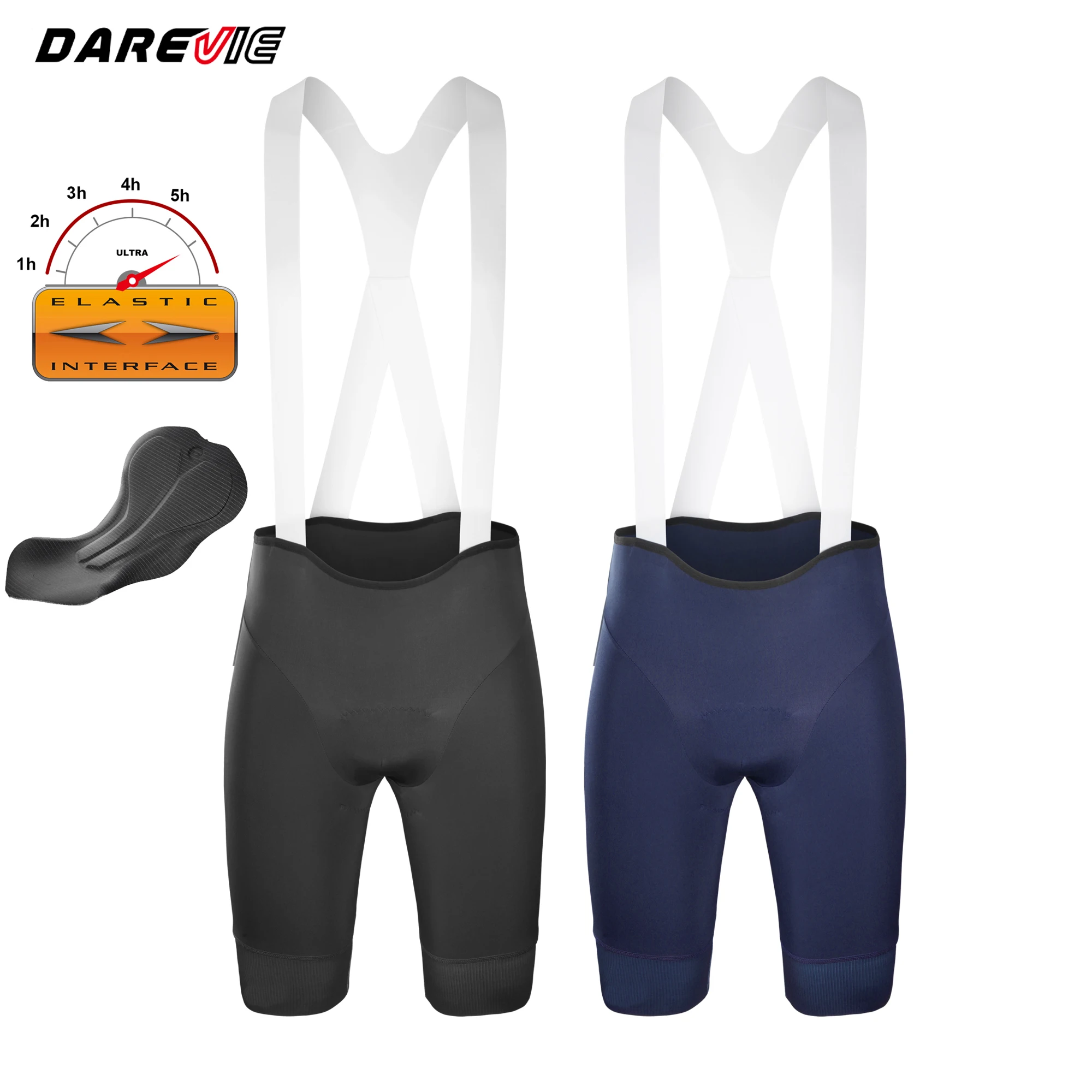 DAREVIE Cuissard de cyclisme Recycle Italy Elastic Interface ®   Short de cyclisme pour homme Pad Bretelelle 80kg/m³ résistant à l'abrasion
