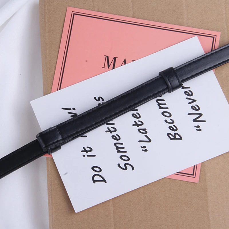 Vintage Thin Women Belt Gold Buckle Pu Leather Waist Belt Ladies Wild Skinny Dress Coat Decor Waistband Adjustable Straps