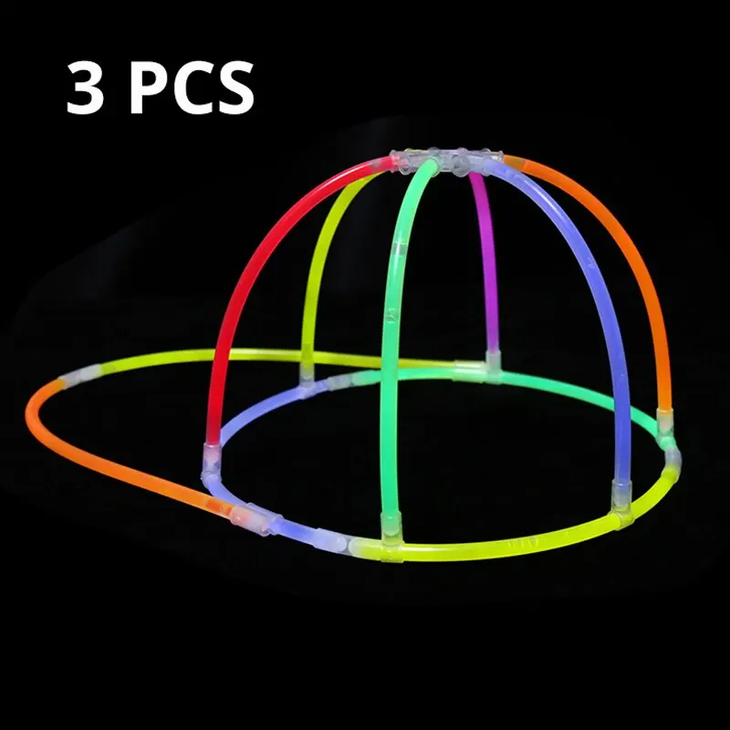 3 حزم 5 * oy مضيئة عصا قبعة مضيئة في الهواء الطلق قضيب الفلورسنت لعبة الإبداعية ديي توهج قبعة #1