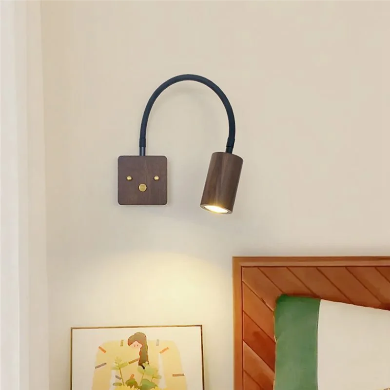 

BYBS-Retro Wall Lamp 360-Degree Rotating Lamp Arm Japanese Bedroom Bedside Reading Wall Lamp