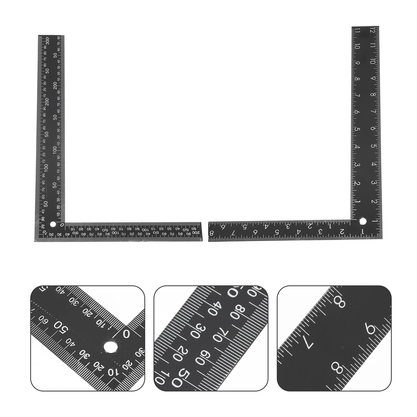 

2 Pcs Ruler Metal Angle Steel Long Metric Drawing Scale Meter Stick Black Corner Centimeter Big Number Measuring Square Student