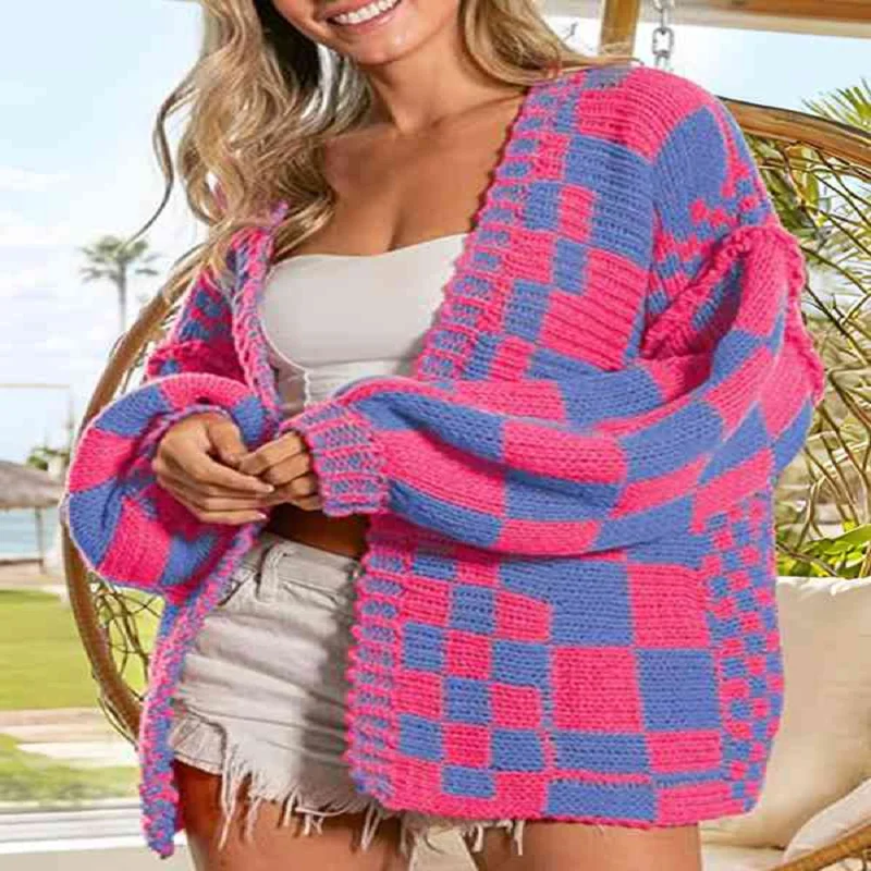 女性のマルチカラーフルカーディガンセータールーズオールマッチニットコート甘いカジュアル女性服秋冬ファッションニットウェア