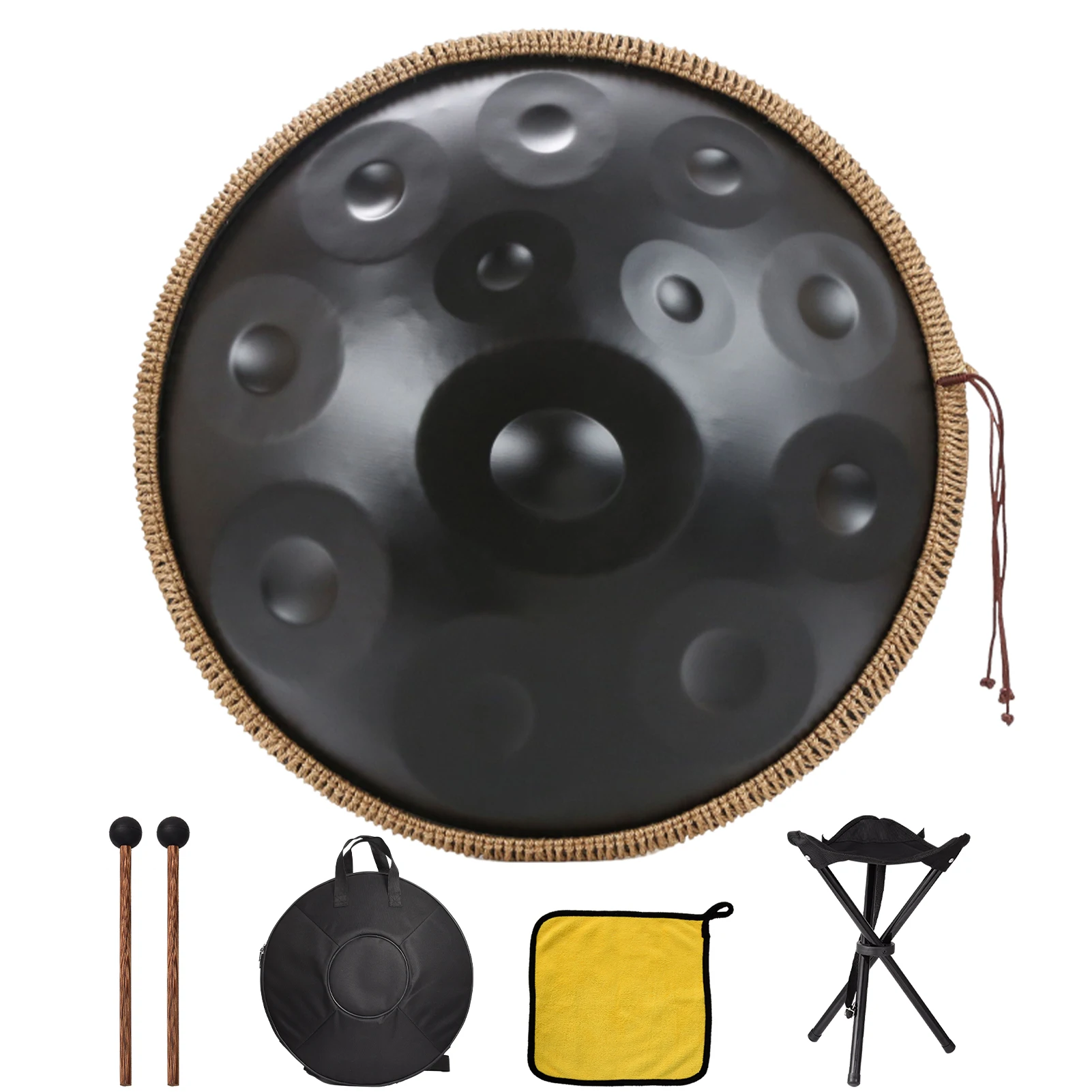 

Handpan Drum 22 Inches D Minor 12 Note Instrument Drum Set for Festival Performances Friendly