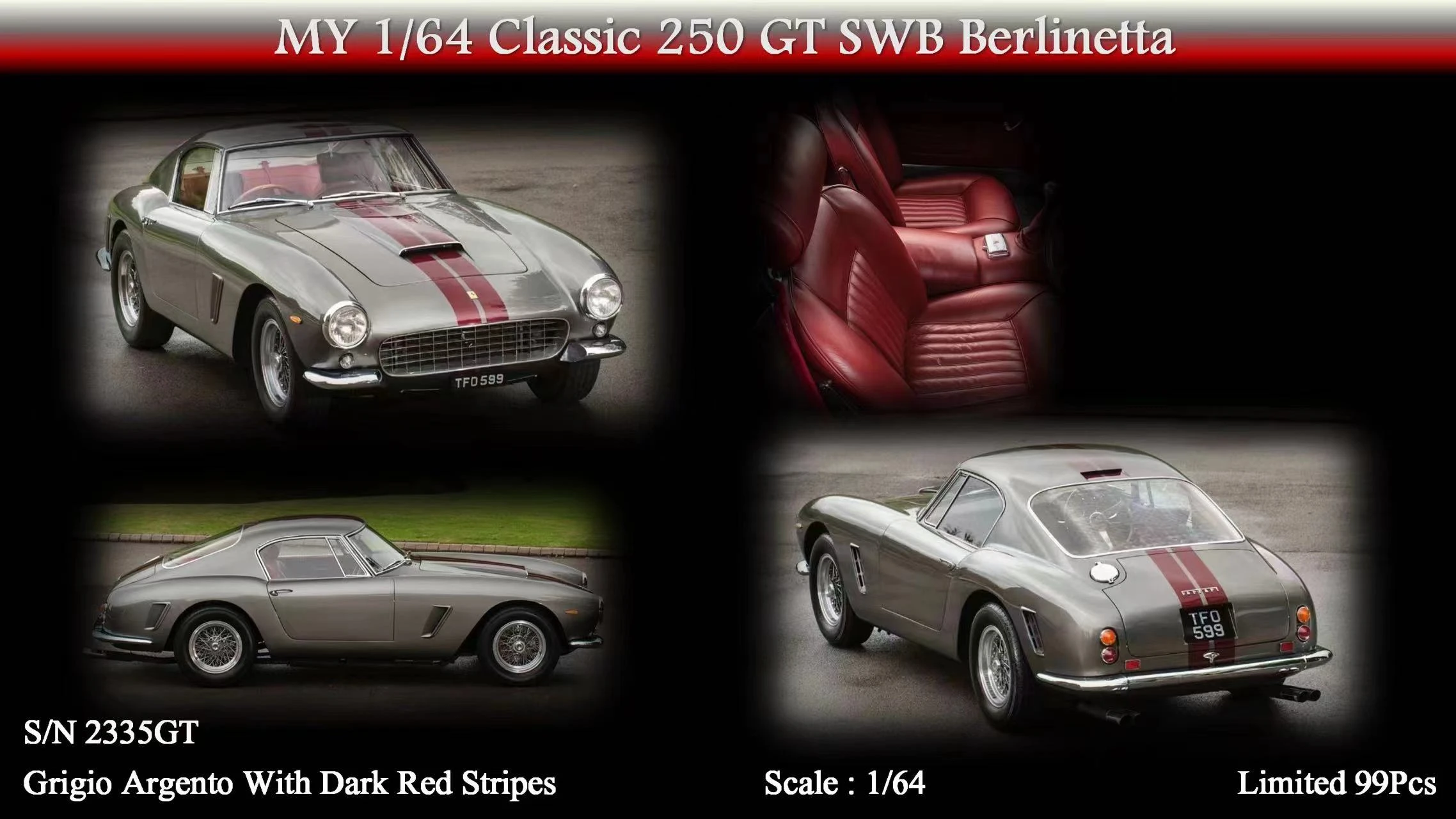 

**Pre-order**MY64 1:64 250GT SWB S/N Competizione /Berlinetta S/N Resin Model Car