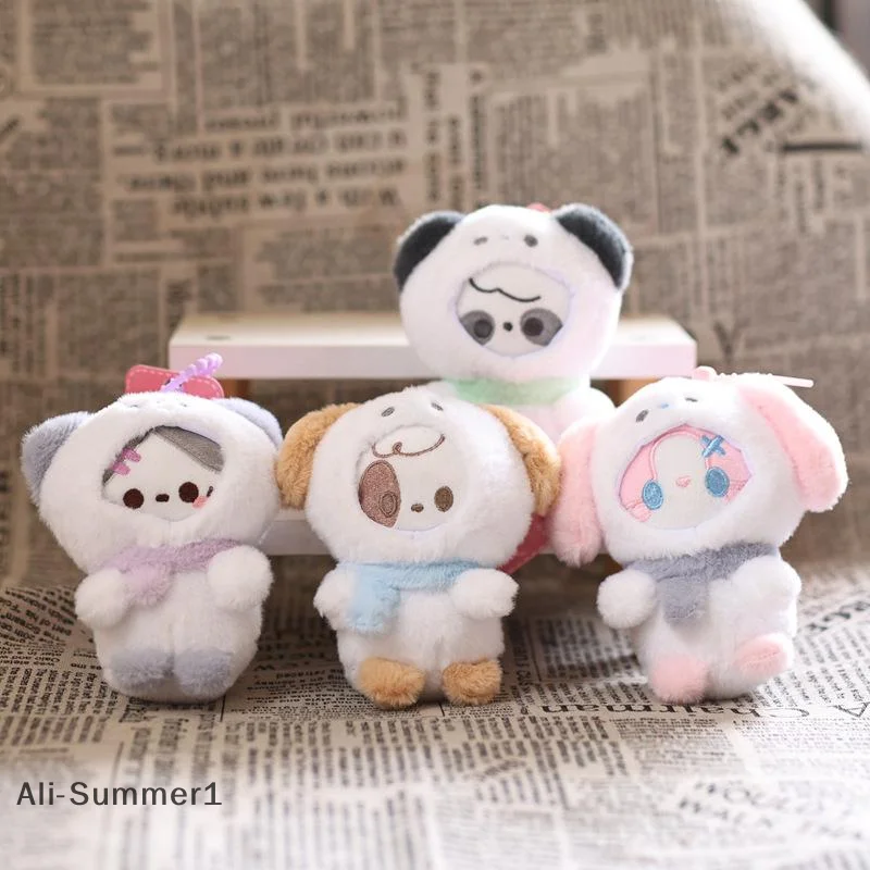 【E】1 Piece Kawaii Cartoon Cute Plush Snowman Doll Bag Pendant Toy Keychain Charm Backpack Decoration Birthday Gifts