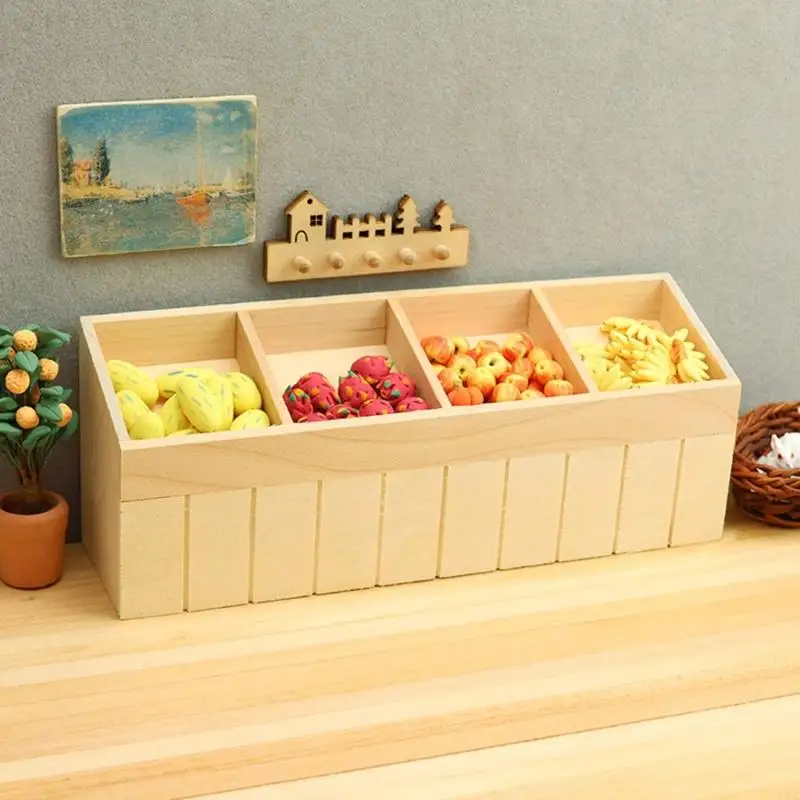 A5YC 1/12 del modello scaffale del supermercato in legno naturale per visualizzazione della scena della casa delle