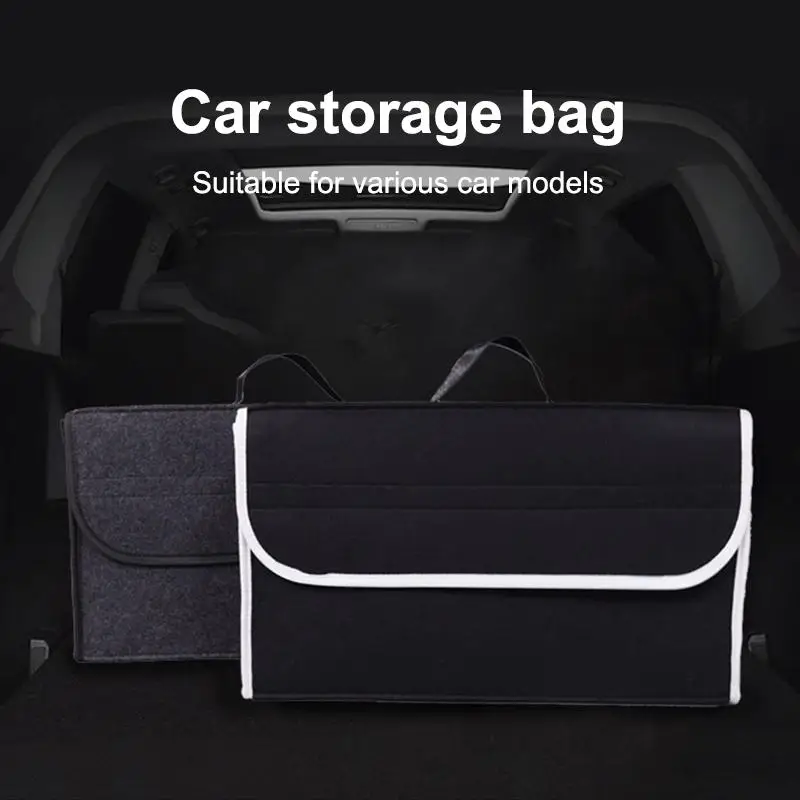Car Trunk Felt Storage Box Large Organizer Anti Slip Folding for Travel Outdoor Picnic Storage Bag