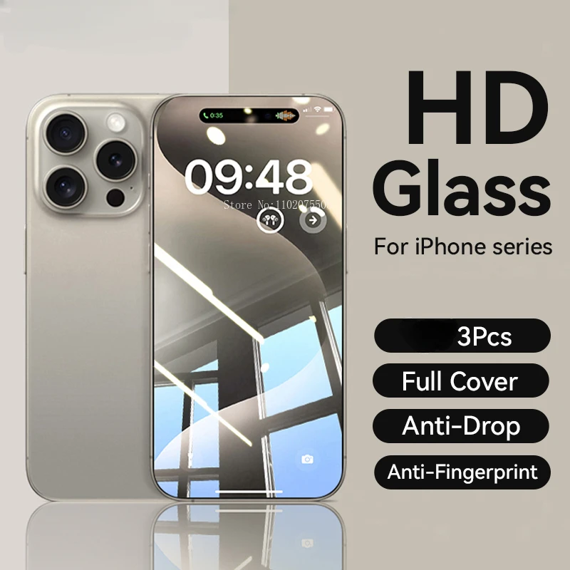 3pcs Anti-Burst Protective Glass for IPhone 15 14 13 12 11 Pro Max Screen Protector for IPhone 15 14 7 8 Plus12 13mini Low Price