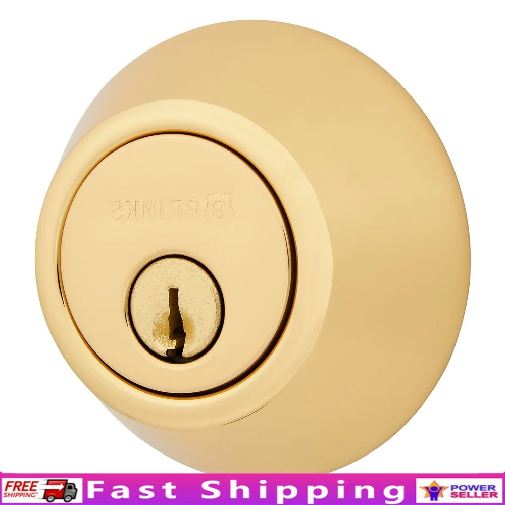 

Single Cylinder Deadbolt Lock Polished Brass Finish Max Security Anti-Pick Anti-Drill Easy Installation Residential Commercial