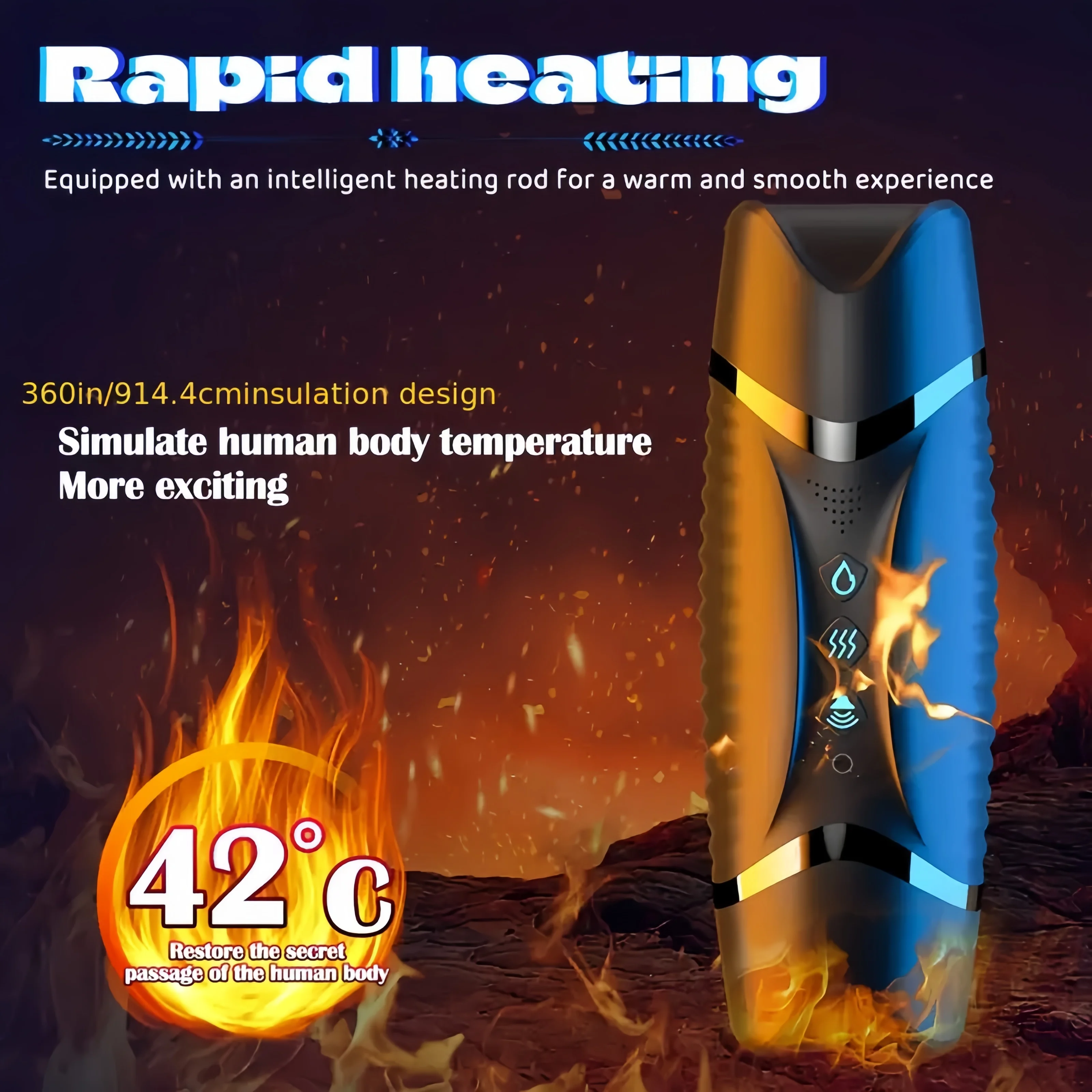 جهاز الراحة الجنسية للقضيب للرجال، 10 أوضاع اهتزاز، نطق ذكي للغاية، تسخين ذكي