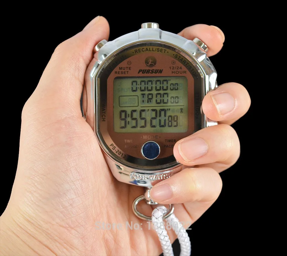 

​Digital Stopwatch 1/1000 Seconds Handheld LCD Display Chronograph Outdoors Timer Counter Sports Watch