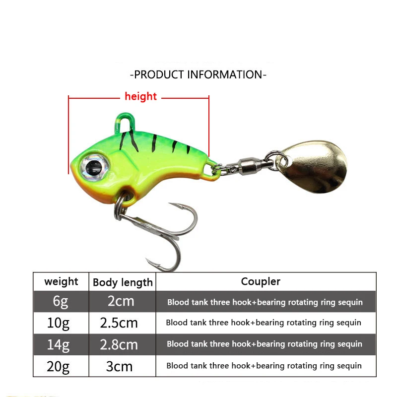 Tail Spinner Fishing Lure 5g 7g 10g 14g 20g Metal VIB Rotating Tail Swimbait Trout Spinner Bait Bass Fishing