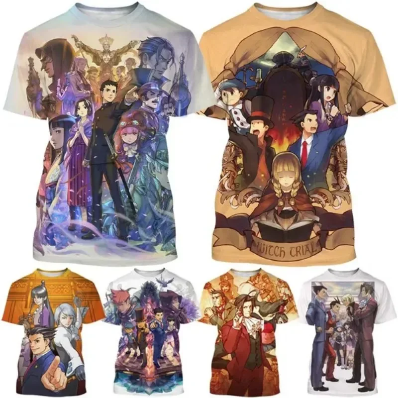 

Gyakuten Saiban Reasoning Game 3D Printing Men's and Women's Fashion Casual Harajuku Anime Short Sleeve Crew Neck T Shirts