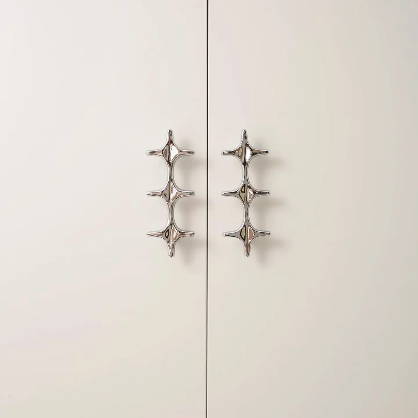 Modern Style Cross Handle Bright Chrome Cabinet Handles for Bedroom Wardrobe Bar Pull Drawer Cupboard Brass Hardware