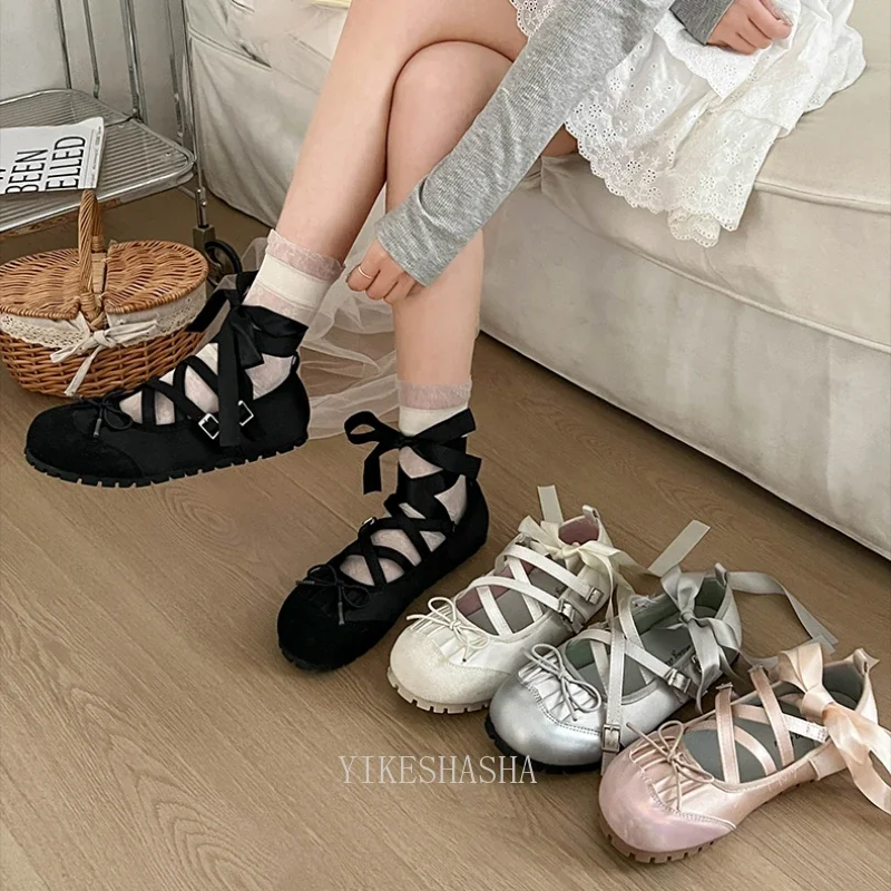 Women Ballet Flats Fashion Elegant Round Toe Shoes Ladies Comfort Street Style Soft Sole Ballerinas Shoes Mary Jane Shoes