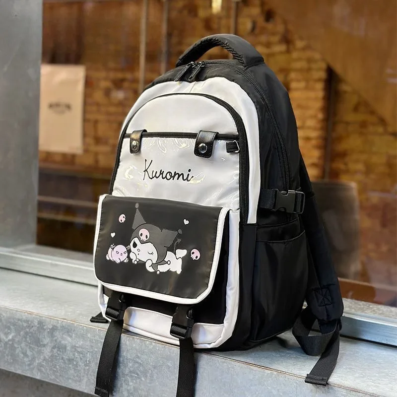 MINISO Sanrio-mochila de dibujos animados Kuromi, gran capacidad, resistente a la suciedad, para estudiantes