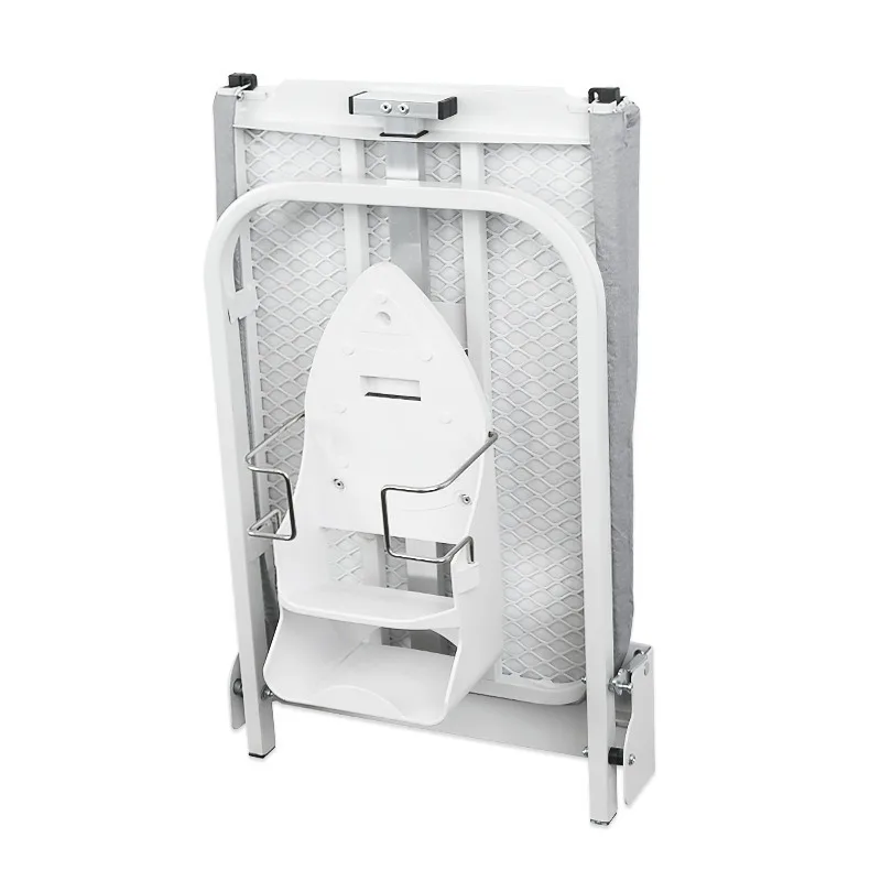 Wall-mounted carbon steel ironing board with steel tube holder, stable and easy to store, suitable for home use, portable