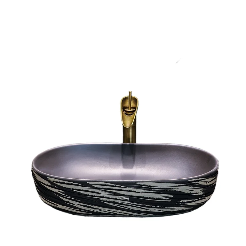 

Bathroom Basin Ceramic Art Basin Washbasin Household Creative Goose Egg Shaped Retro