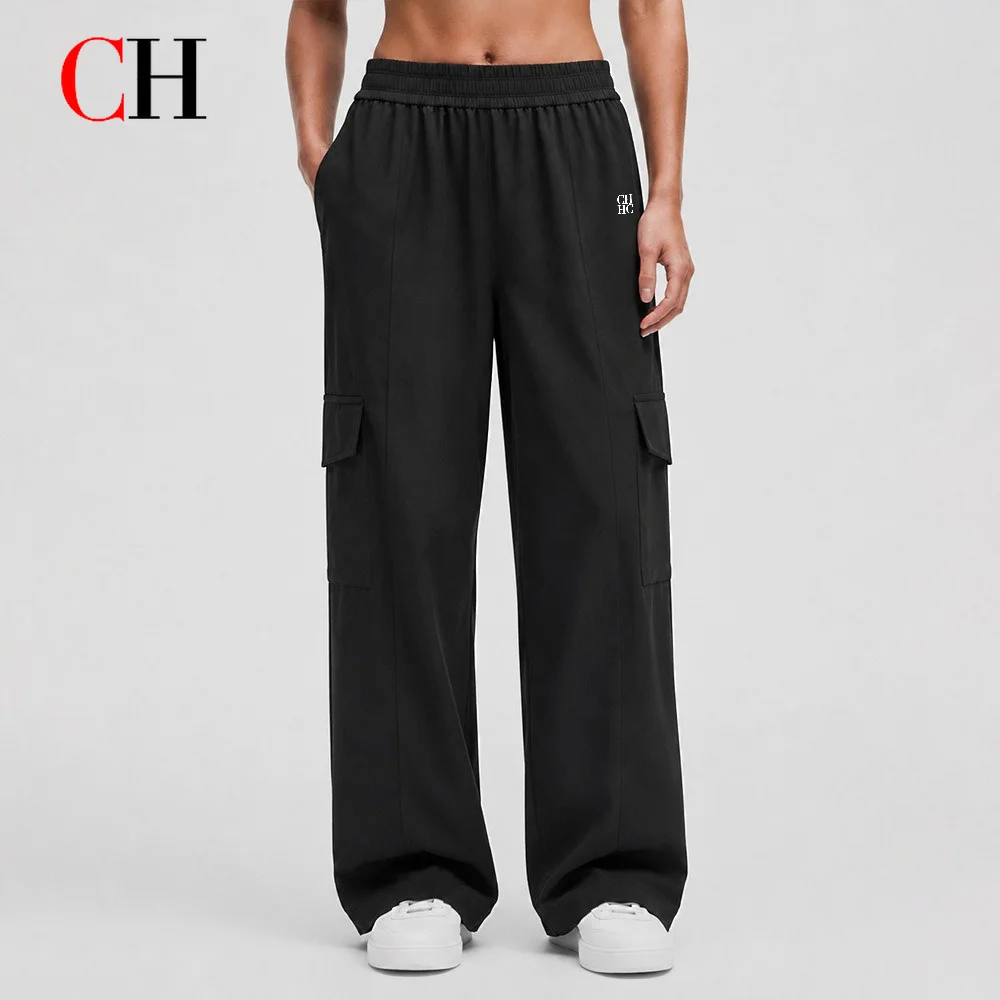 CH Women High Waist Cargo Pants Wide Leg Trousers Casual Streetwear Loose Fit Y2K Pants Workwear Fashion Jogger Activewear