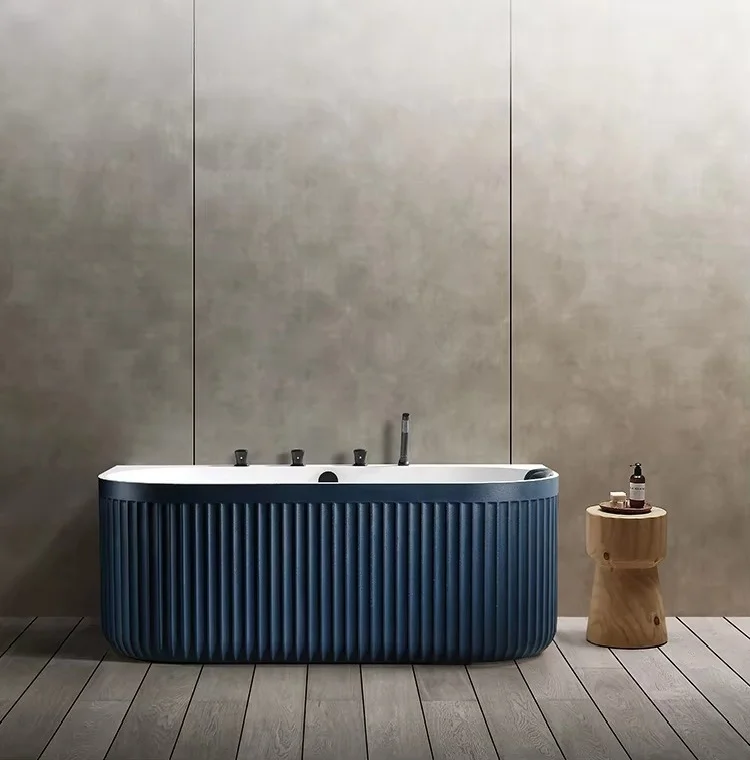 

Modern Indoor SPA Whirlpool Air Massage Bathtub For Bathroom Artificial Stone Free Standing Jet Bath Tub With Shower Faucet