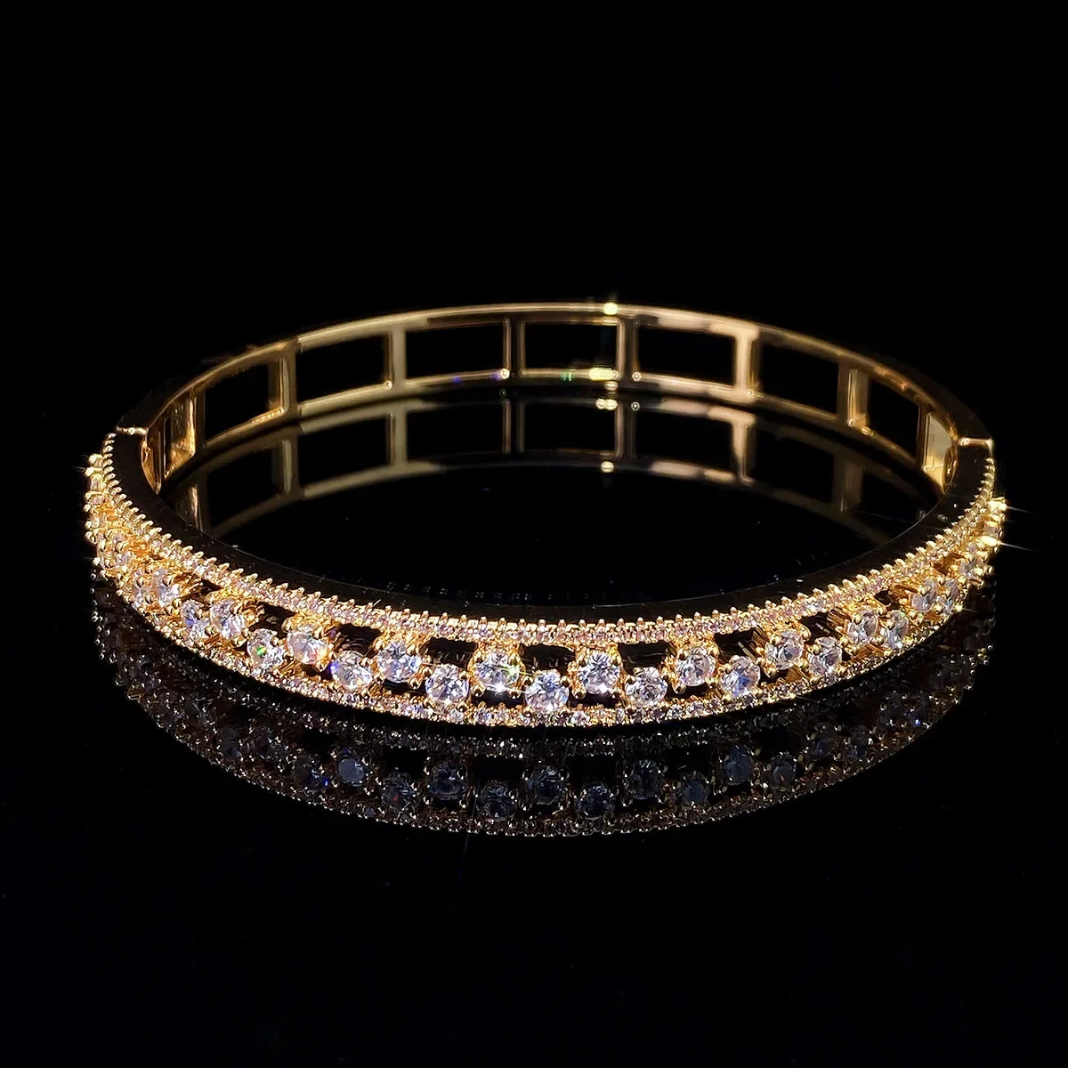 

Geometric Zircon Bracelet & Bangles For Women Pink Green Cuff Bracelets Weddings Party Jewelry