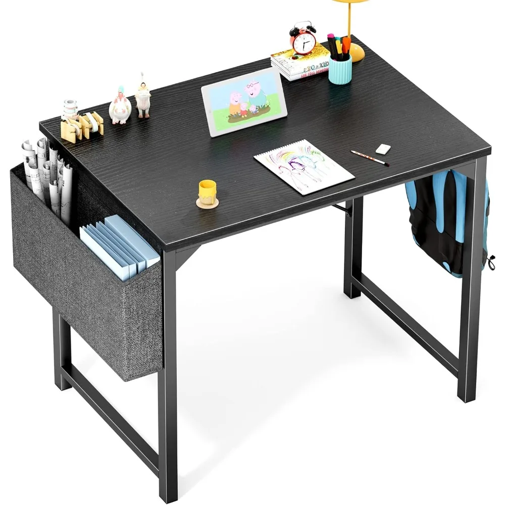 32 Inch Home Office Work Study Writing Student Kids Bedroom Wood Modern Simple Table with Storage Bag & Headphone Hooks