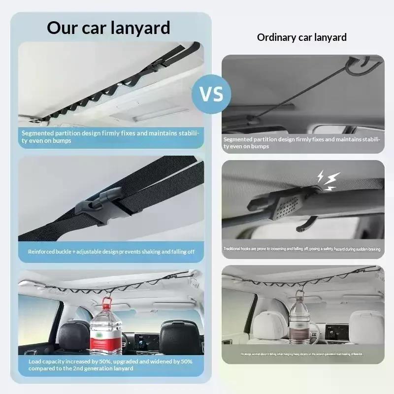 Car Clothes Drying Rope, Multi-functional Hanging Hanger For Vehicle Rear Seats, Storage And Fixing Hook