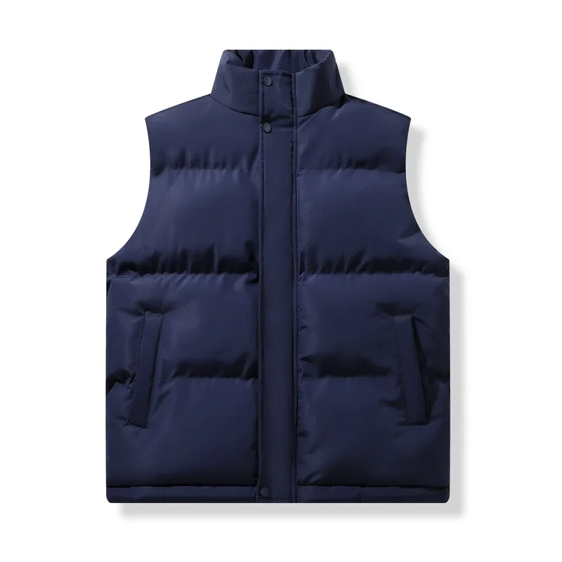 Autumn and Winter Sleeveless Sports Shoulder Cotton Vest for Men, Windproof and Warm, Fashionable Stand Up Collar Vest Jacket