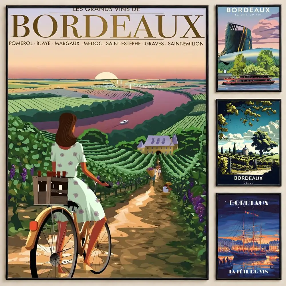 Wine Bordeaux Merlot Cabernet Médoc Poster PP Self Adhesive HD For Home Bedroom Dorm Office Wall Decor Gift Art Wall Painting