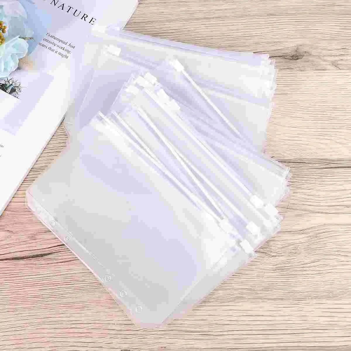 30 PCS Clear Cash Envelopes Document Bags with Zipper Travel Transparent File Binder Clips