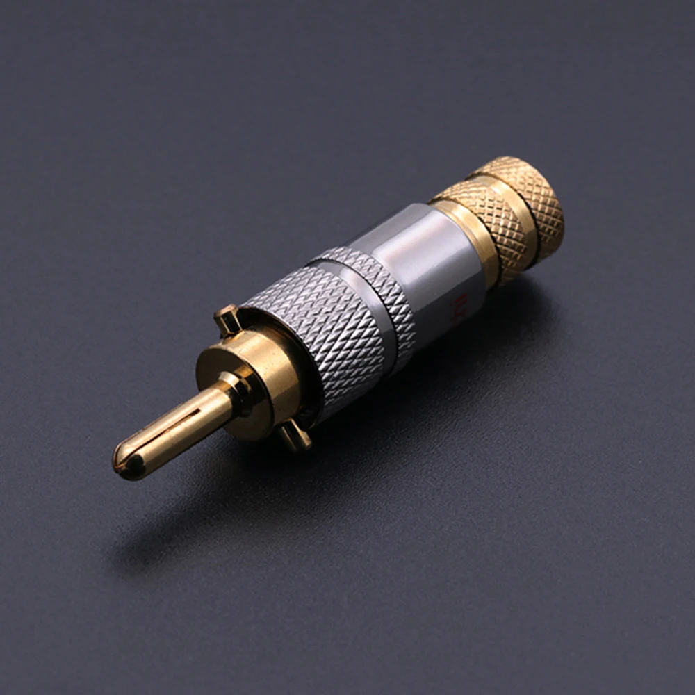 Imagem -02 - Cobre Banhado a Ouro 24k Banana Plug Conector de Áudio Alto-falante Adaptador Masculino Terminal Amplificador Faça Você Mesmo Cabo do Altifalante Luxo 10 Pcs