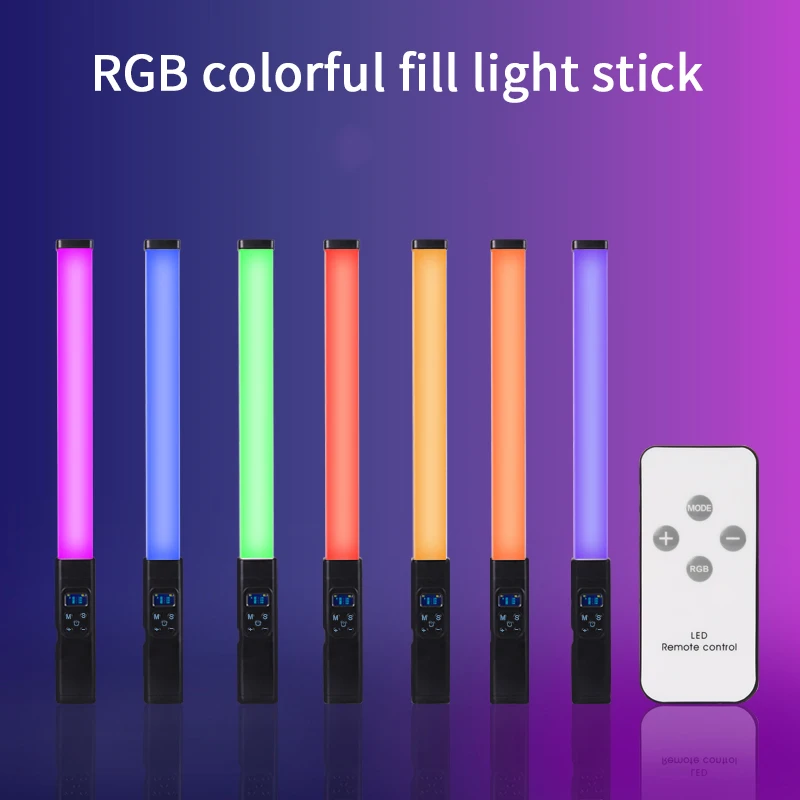 20W LED Light Stick Kit Rechargeable Lamp 3000-6000K RGB Handheld Video Lamp Wand Stick for YouTube Tiktok Studio Photography