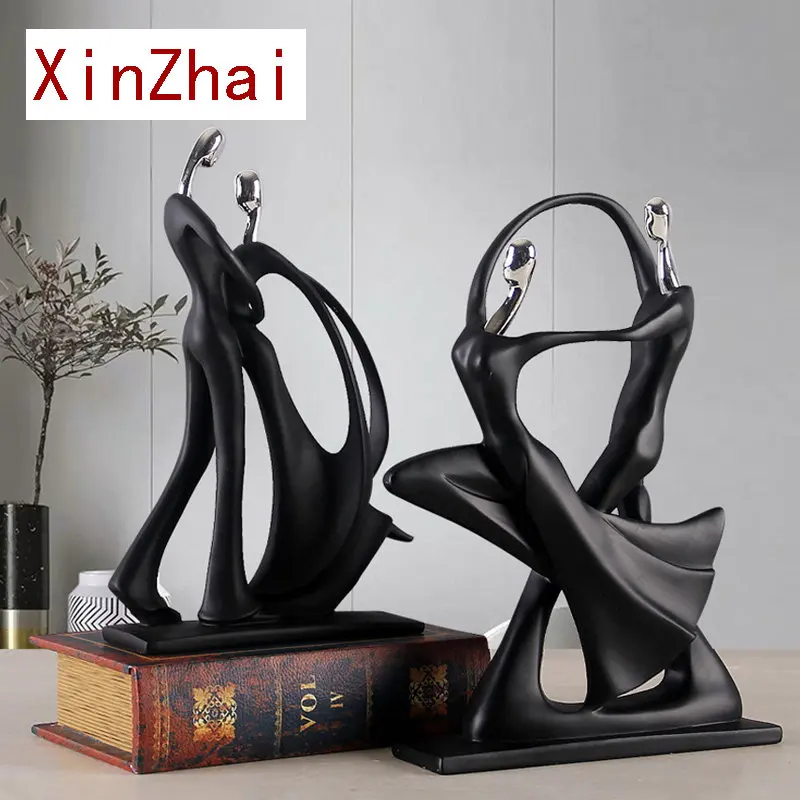 

Resin Black Couple Dancer Figurines Europe Abstract Latin Ballroom Dance Figure Statue Home Living Room Desktop Decor