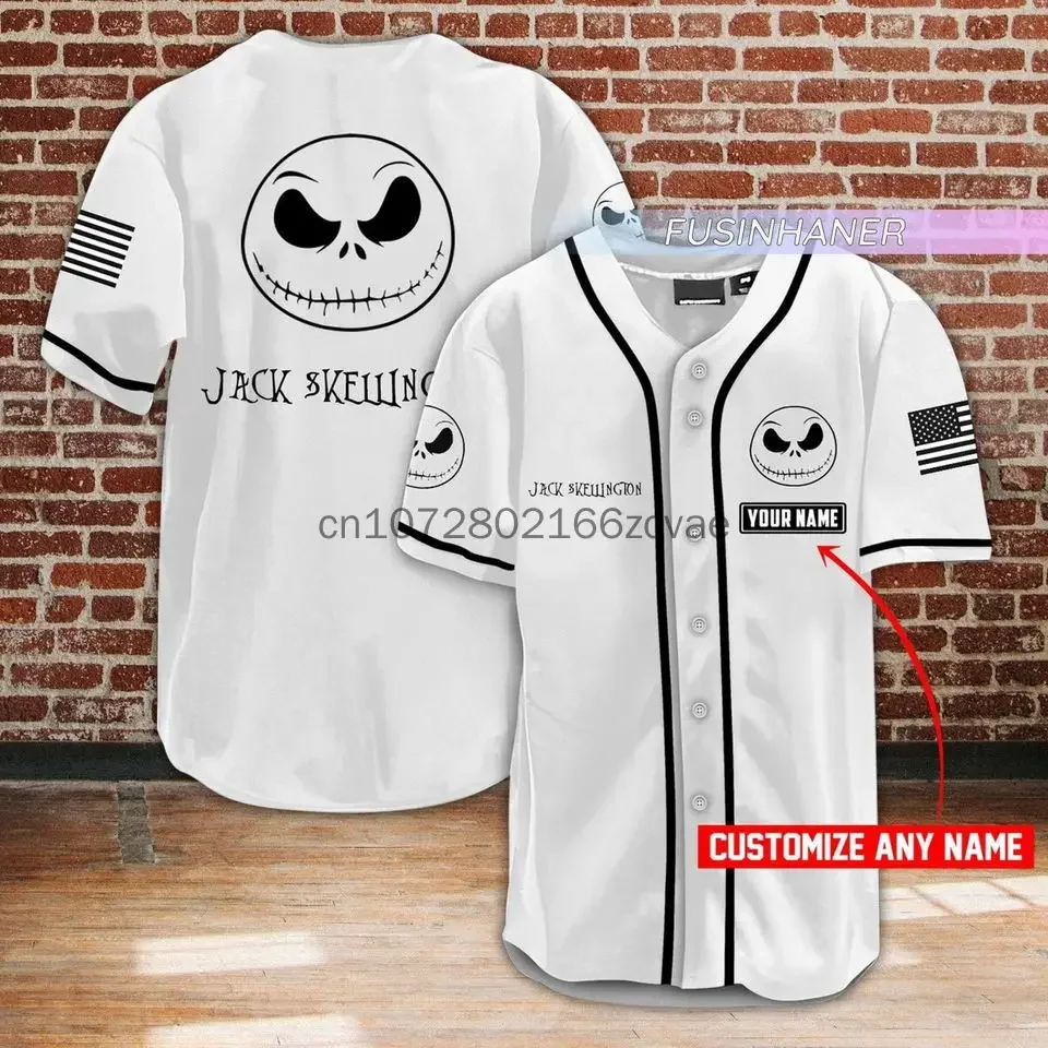 New Jack Skellington Baseball Jersey Custom Name Men's And Women's  Baseball Jersey Fashionable Disney Short Sleeve T-Shirt