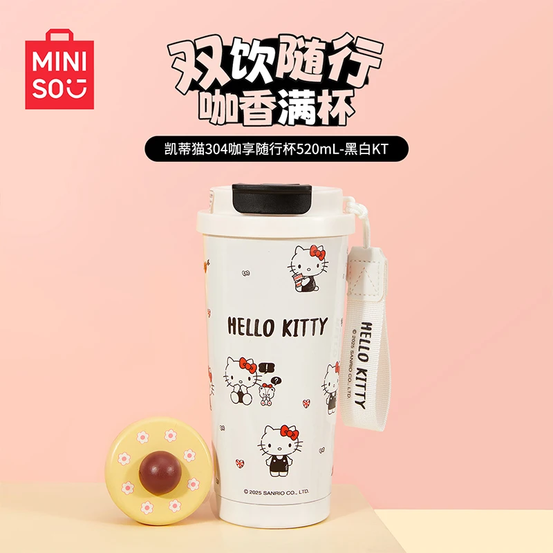 サンリオ ハローキティ SUS304 トラベルマグ 520ml 漫画風 断熱ステンレス鋼製 水筒 ダブルシップ カラフルストローカップ