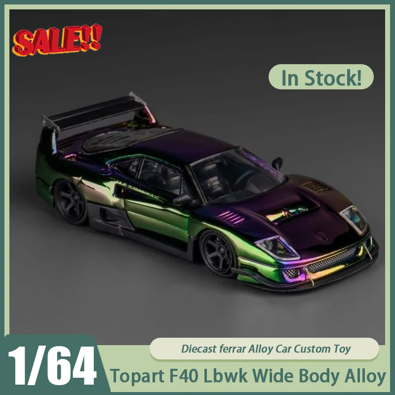 

Новый в наличии Topart 1:64 F40 Lbwk Wide Body Bale Plated Blue Illusion Edition Автомобильный сплав Миниатюрные литые под давлением минифункции на заказ