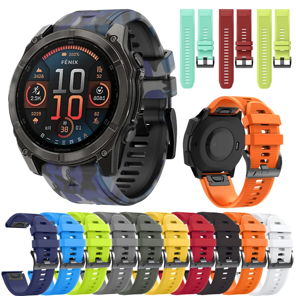 For Garmin Tactix Delta Descent/Quatix7/6/5 Sapphire Strap FenixE 8 7X 6X 5X Instinct 3 45mm Silicone 22 26mm Quickfit Watchband