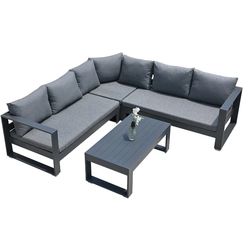 Outdoor courtyard waterproof and sunscreen aluminum alloy sofa combination, terrace villa outdoor leisure card seat sofa