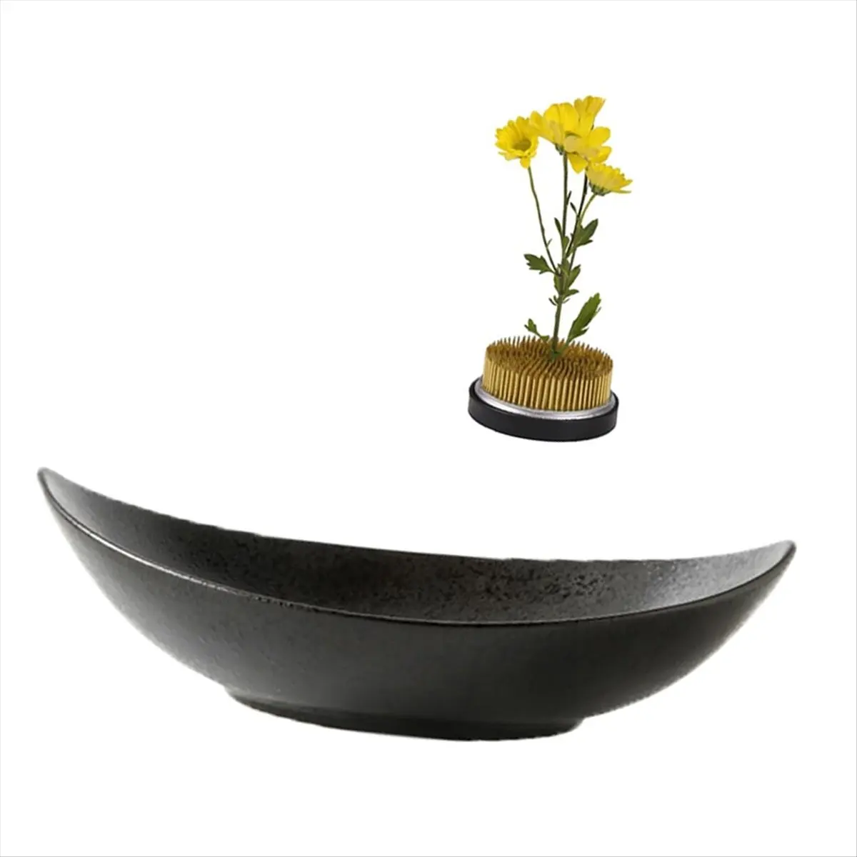 AS544 HAPPY^Vase Set, 2Inch Flower Frog Kanzan with 9Inch Bowl Vase - Includes Flower Frog